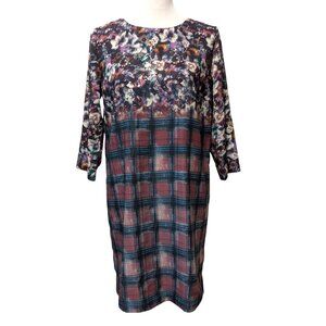 Maeve Anthropologie Womens NWT Size S Multicolor Floral Plaid Zip Shift Dress